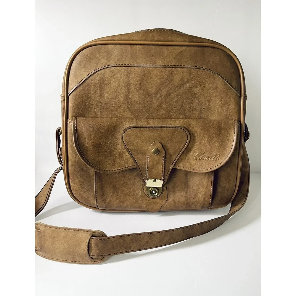 Vintage Verdi Brown Luggage Shoulder‎ Carry On Tote Bag